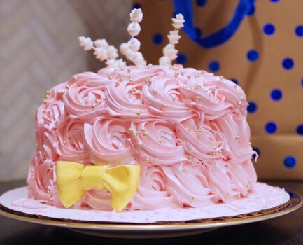 Pink frosted cake