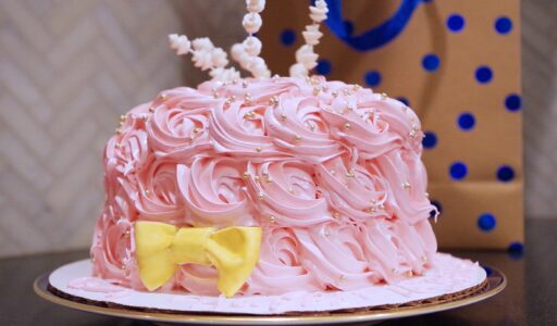 Pink frosted cake