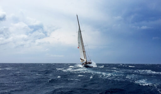 Sailboat in stormy weather